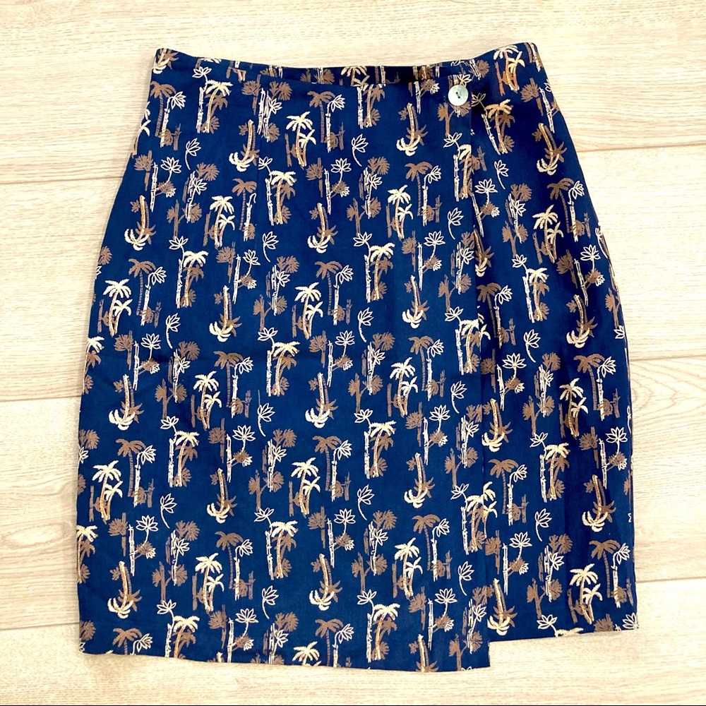 Vintage Tropical Palm Tree Wrap Mini Skirt